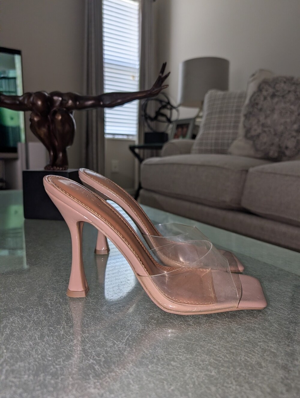 Clear Tan High Heel Mule